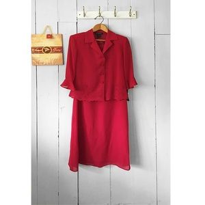 AKC Brand Two Pieced Red Dress with Jacket Size 6